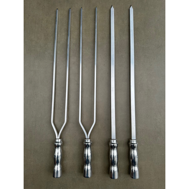 Kit de espetos de alumínio para churrasco duplo e simples promoção 4 unidades