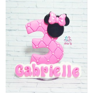 Vela de aniversário Minnie pink personalizada em biscuit