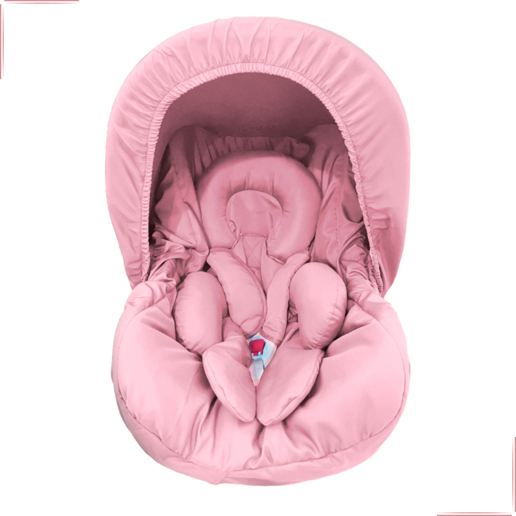 Kit Bebê Conforto Rosa Capa Apoio Corpo Capota 5 Pçs Galzerano Cosco Burigotto Tutty Tam Universal