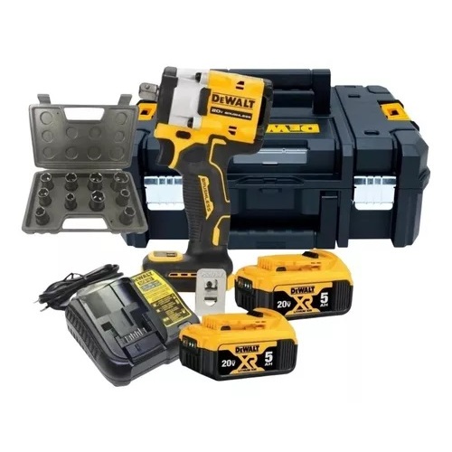 Chave De Impacto Dewalt Dcf922 + 2 baterias 20v 5ah + Maleta + Soquetes + carregador em Oferta na Shopee