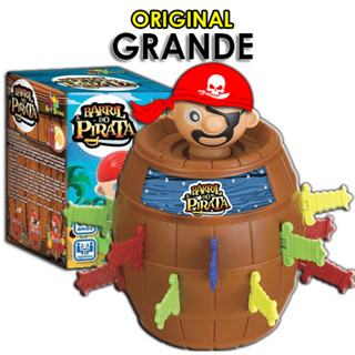 BRINQUEDO INFANTIL BARRIL PIRATA ORIGINAL GRANDE JOGO INTERATIVO DE MESA TABULEIRO EDUCATIVO KIT PARA CRIANÇA PULA PIRATA + PULA BATATA + PINGUIM QUEBRA GELO + TIRA VARETAS + QUEM SOU EU MENINO MENINA