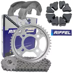Kit Relacao Completa Coroa Pinhao e Corrente Riffel Cg 150 + Bucha da Coroa 150 + Lona