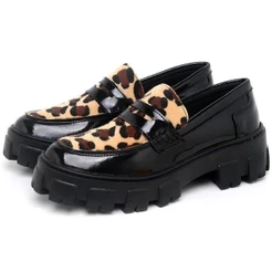 Sapato Mocassim Dubuy Feminino Tratorada Animal Print 1405FG