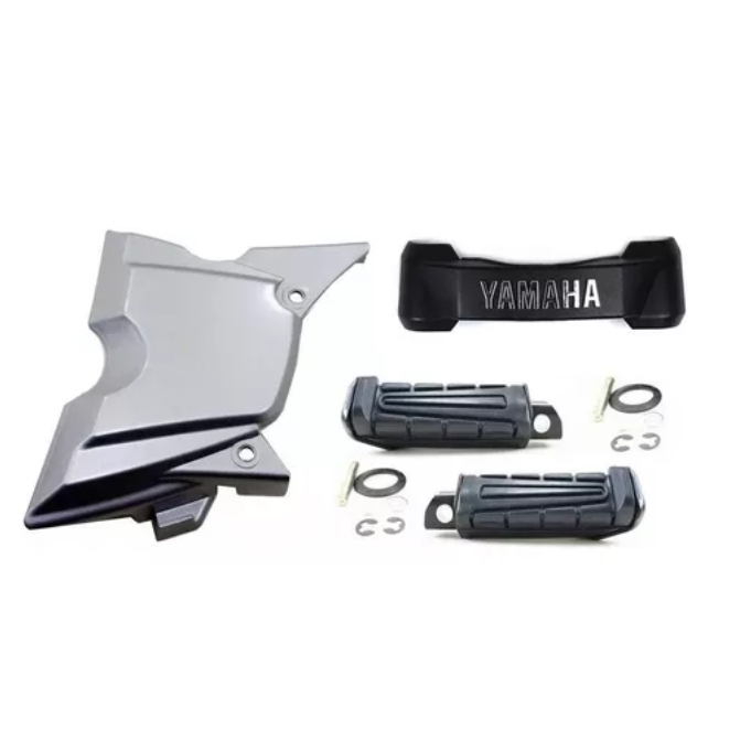 Kit Ybr Tampa Do Pinhao + Emblema Frontal + Par Pedaleira