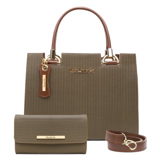 Bolsa Feminina Verde Caramelo em Couro Original Uselabelle Kit Completo na Oferta Relâmpago