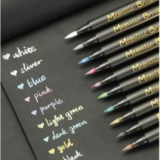 Kit 6 CANETA MARCA TEXTO METÁLICA Cores Aleatórias