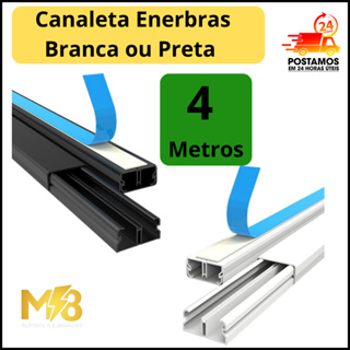 4 Metros Canaleta Organizador de Fios Preta Branca 20x10mm Sistema X Com Fita Adesiva e Divisoria em Oferta na Shopee