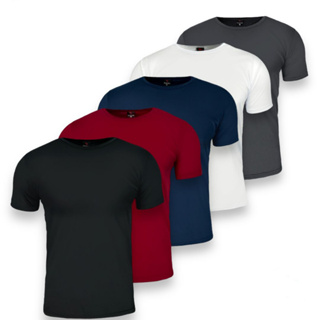 Kit 5 Camisetas Masculinas Básicas Lisas Algodão 100% Confortável Fio 30.1 em Oferta na Shopee