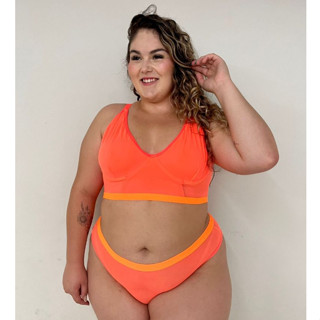 Lingerie Plus Size de Tule Neon com Alça Reforçada Conjunto Plus Size Conforto Moda Plus Direto da Fabrica