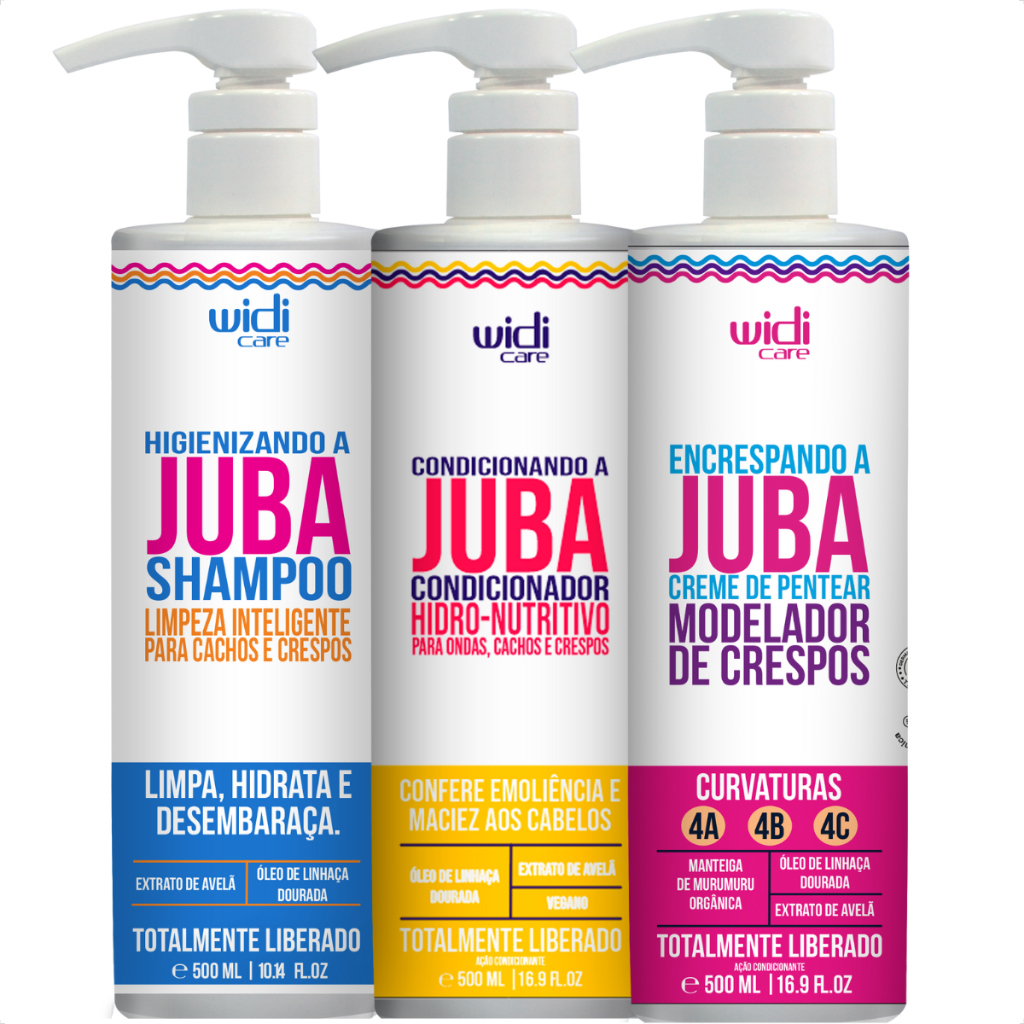 Kit Juba Shampoo, Condicionador, e Creme de Pentear Encrespando Widi Care