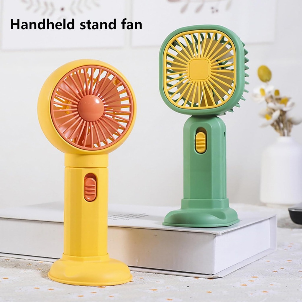 Ventilador portátil com suporte de telefone, base estável, botão de pressão mãos livres, lâmina de ventilador grande, portátil, recarregável, mini ventilador para uso no escritório