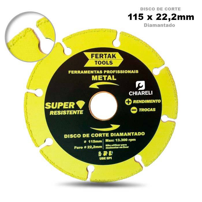 Disco De Corte Metal Diamantado 115 X 22,2 Fertak - Home & Living