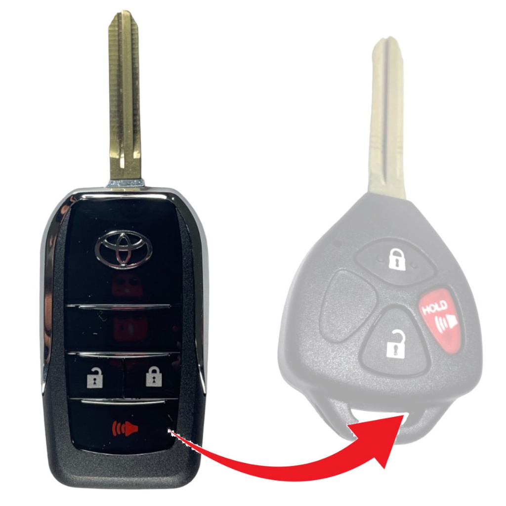 Carcaça Controle Chave Canivete Toyota Hilux, Sw4, Etios - Adaptação Premium 3 Botões + Pânico - Moderna E Elegante