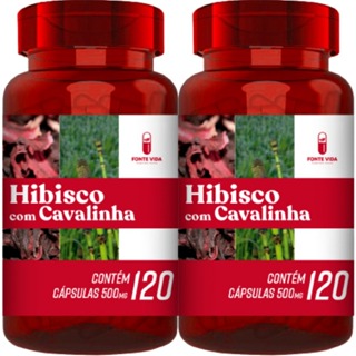 KIT 02 Hibisco Com Cavalinha 120 Capsulas 500MG (Fonte Vida). em Oferta na Shopee
