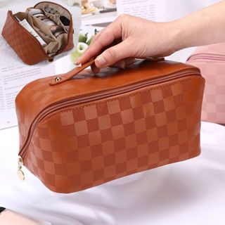 Y&C Saco De Travesseiro Xadrez Cosméticos Armazenamento De Grande Capacidade Viagem Portátil ins Cosmetic Toiletry Bag 3 em Oferta na Shopee