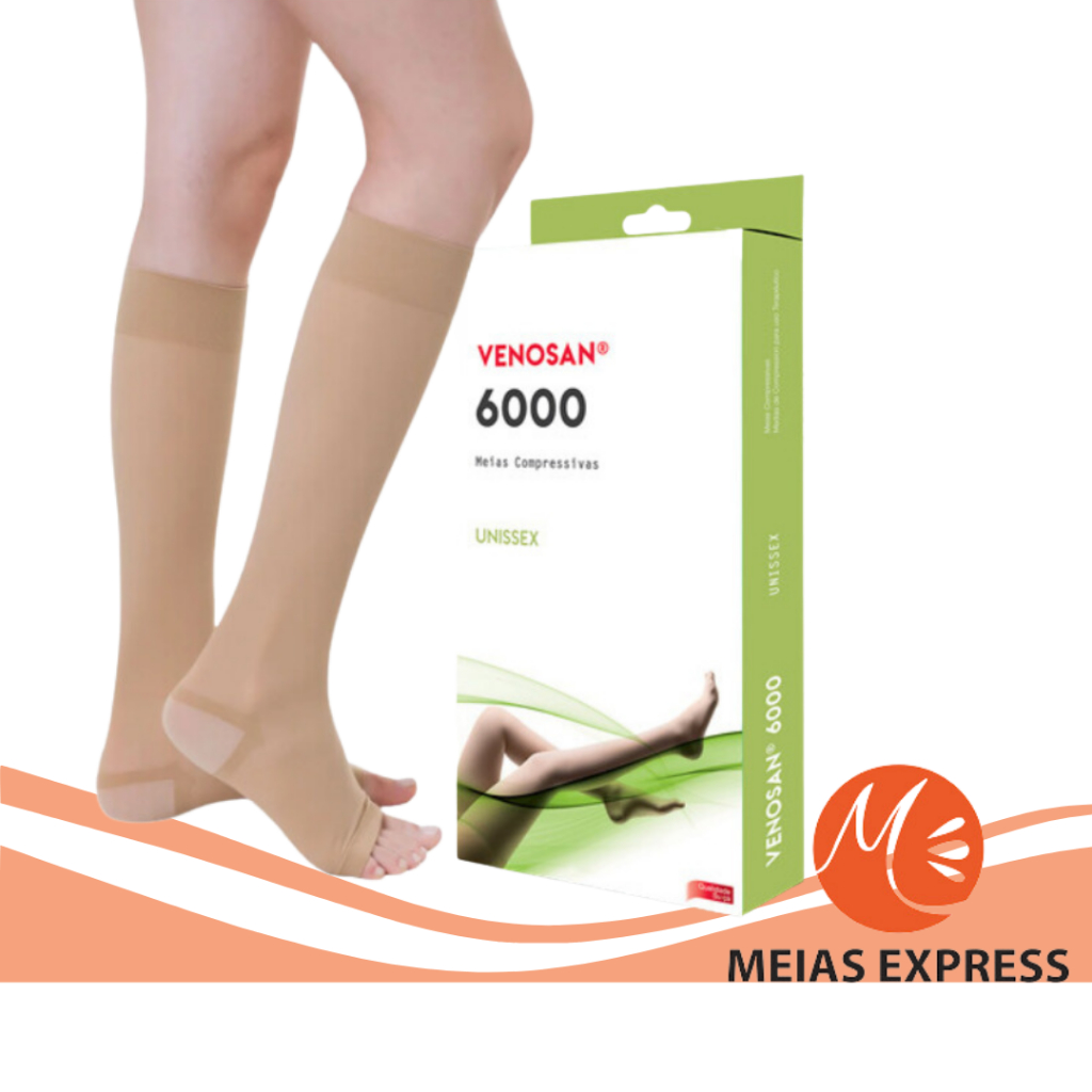 Meia Venosan 6000, 30-40 mmHg, 3/4 Panturrilha, Cor:Bege
