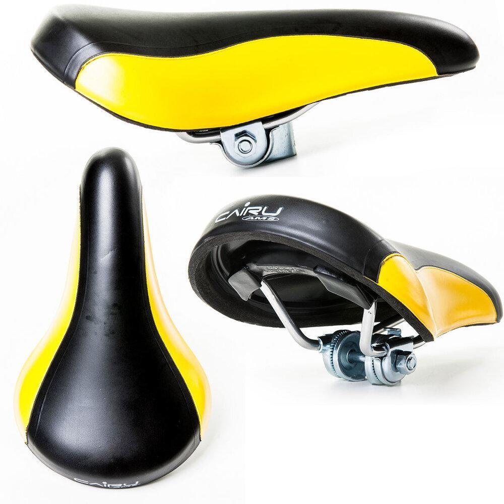 Banco Selim Mtb Cairu Ams 507 Preto com Amarelo Com Carrinho Confortável Sela Assento Bike Bicicleta