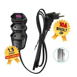 Extensão Eletrica 1,5 Metros P90° 2 Pinos e 3 Pinos 10A 3 Tomadas Extensão De Energia Bivolt