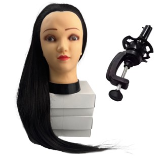 Cabelo 50% natural 50% sintético Cabeça Boneca Pra Treino com suporte - Mista - Super Star