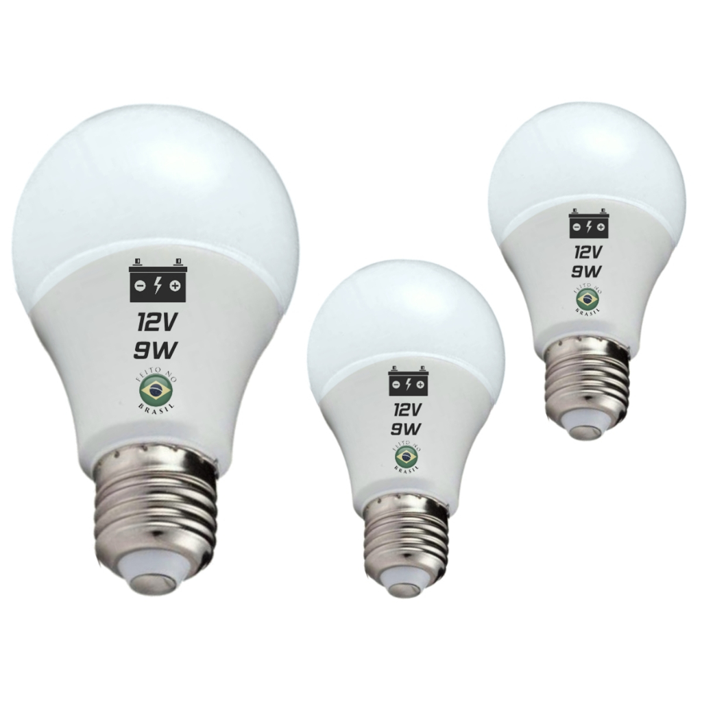 Lâmpada Led Para Bateria de Carro 12 Volts 9w Luz Branca 800lm Kit 3un em Oferta na Shopee