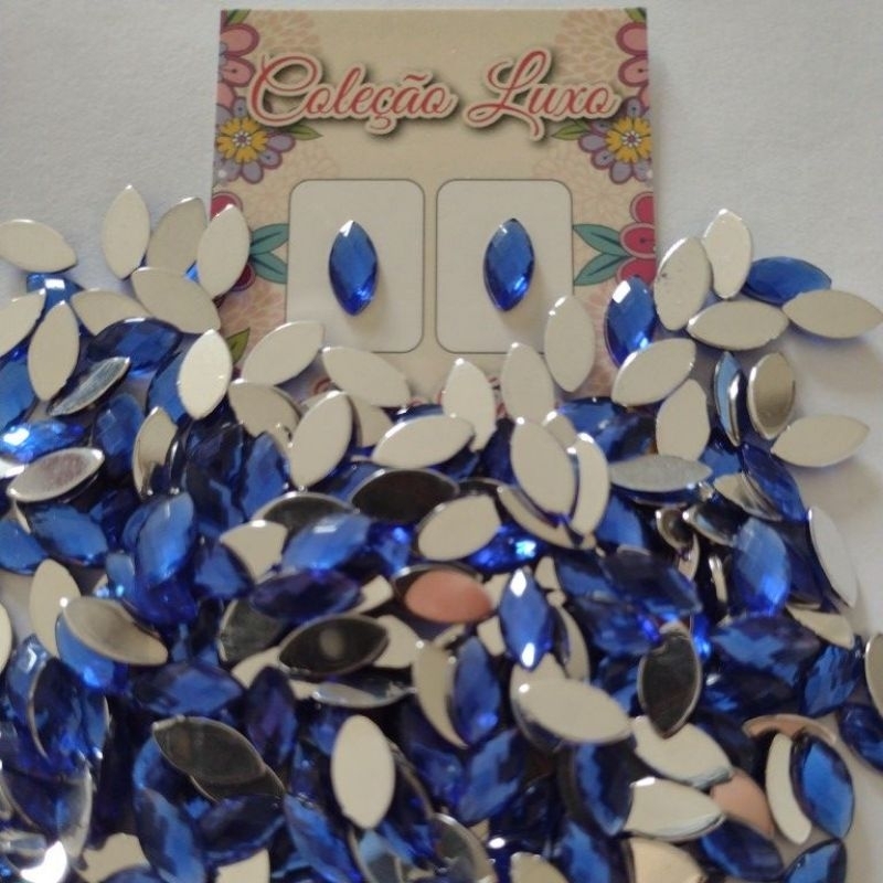 Chaton Navete luxo enfeite para decoração de unhas cor azul bic 10 mm