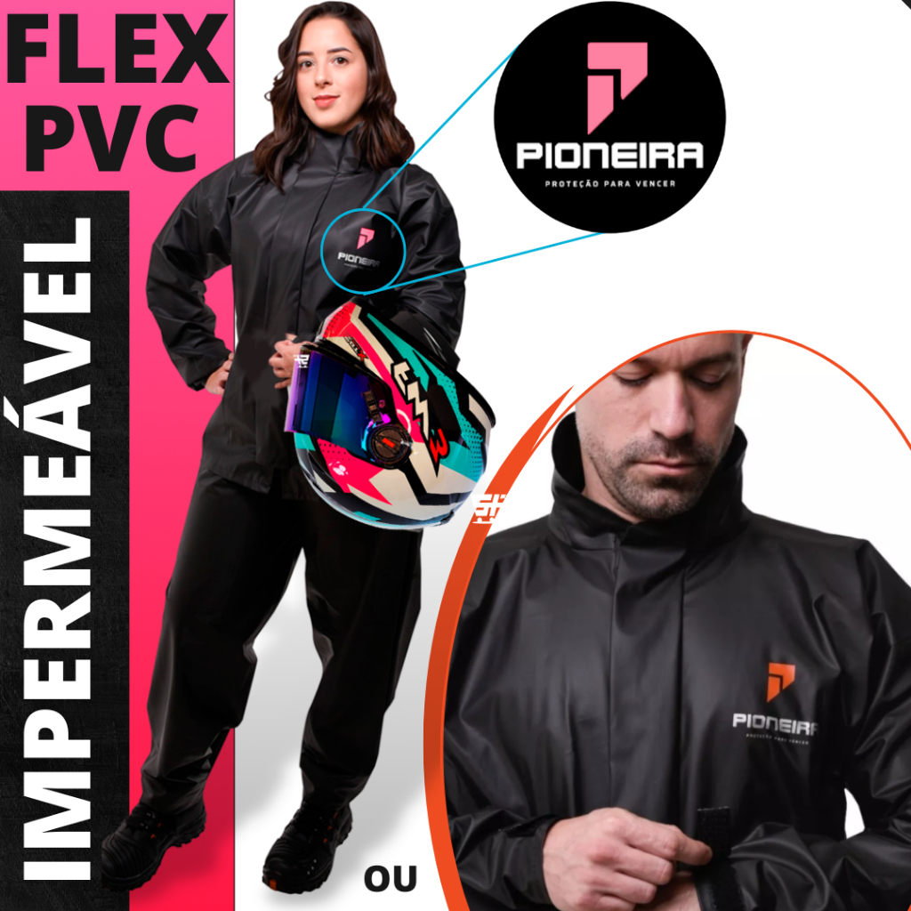 Capa De Chuva Moto Pioneira Proteção Motoqueiro Motociclista Impermeavel PVC EGG XGG EG Feminina