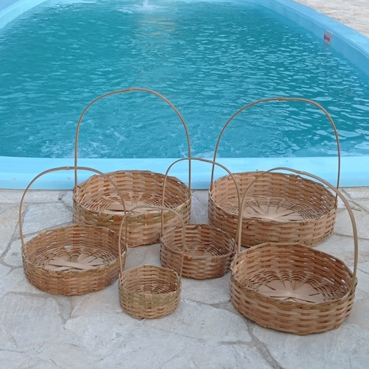 Cesta de Bambu Redonda Café da Manhã, lembrancinha