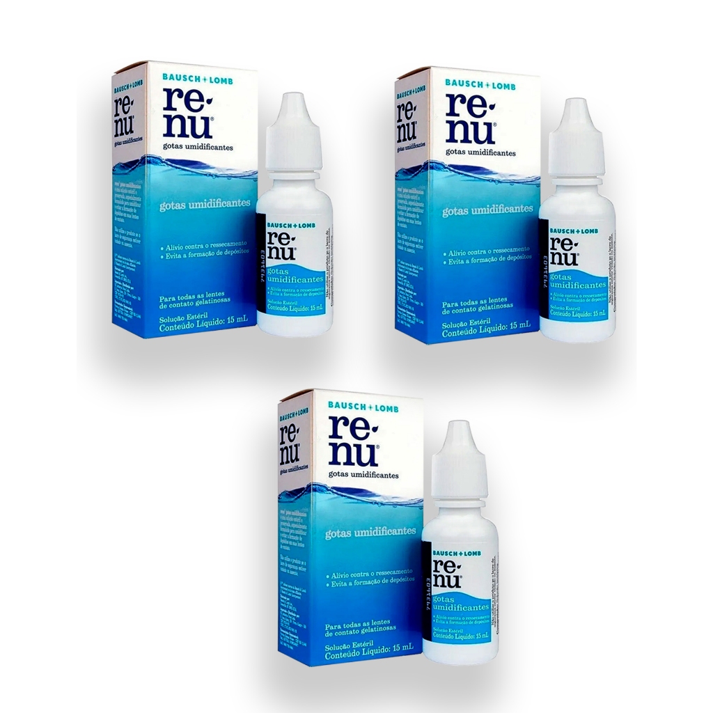 Renu Gotas Umidificante 15ml - Bausch & Lomb-  3 caixas