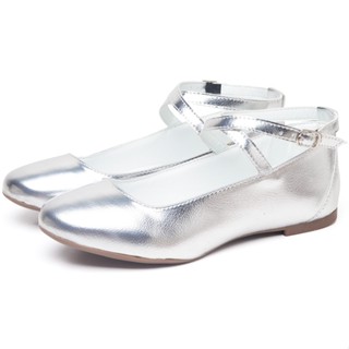 Sapatilha Bailarina Dubuy Feminina Fivela Prata Metalizada Nina 3002FG