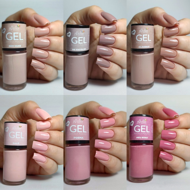 Kit 6 Esm Nudes e Rosas Efeito Gel 9ml 858 859 860 861 862 863