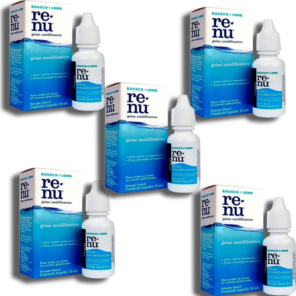 Renu Gotas Umidificante 15ml - Bausch & Lomb - 05 CAIXAS + ECONOMIA