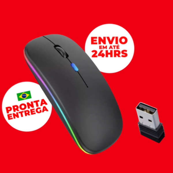 Mouse Sem Fio Wireless Led Rgb 2.4 Ghz Recarregável Ergonômico Computador Pc