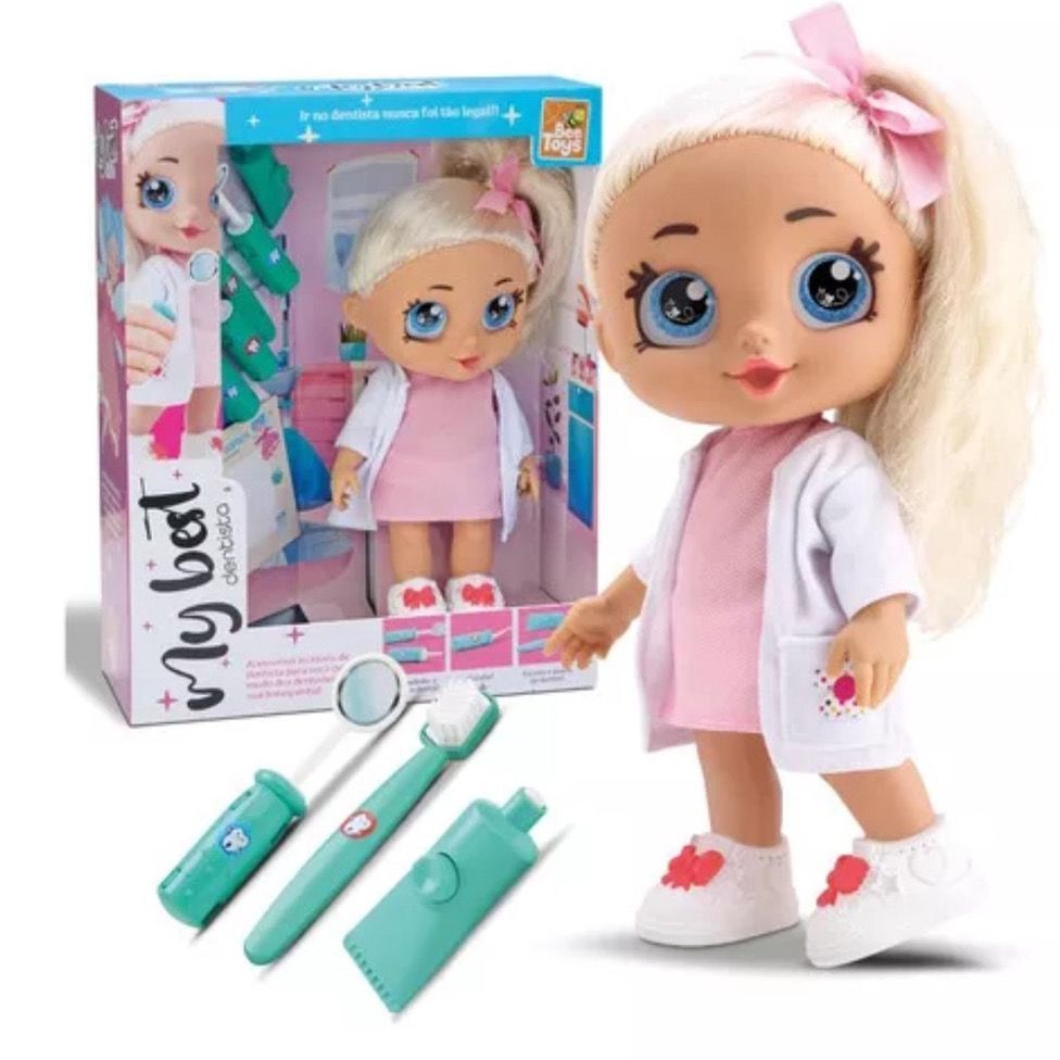 Boneca Dentista Loira My Best 32 cm Acessórios Emborrachada Já