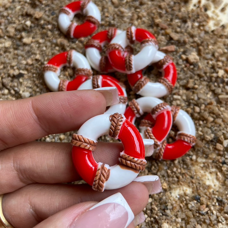 Aplique Enfeite Mini Salva Vidas VERMELHO Boia com 10 unidades Fundo do Mar para festa Artesanato em Oferta na Shopee