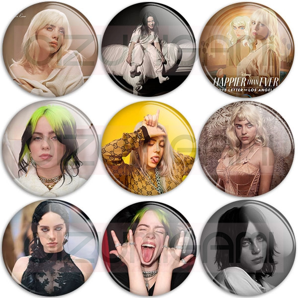 Bottons - Billie Eilish - Tam: 4,5cm - broche - alfinete - boton - bottom - button - pin
