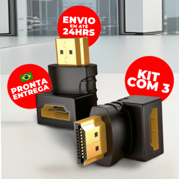Adaptador Hdmi 90 Graus Curva Em L Macho X Fêmea Conector 90° Tv Pc Projetor em Oferta na Shopee