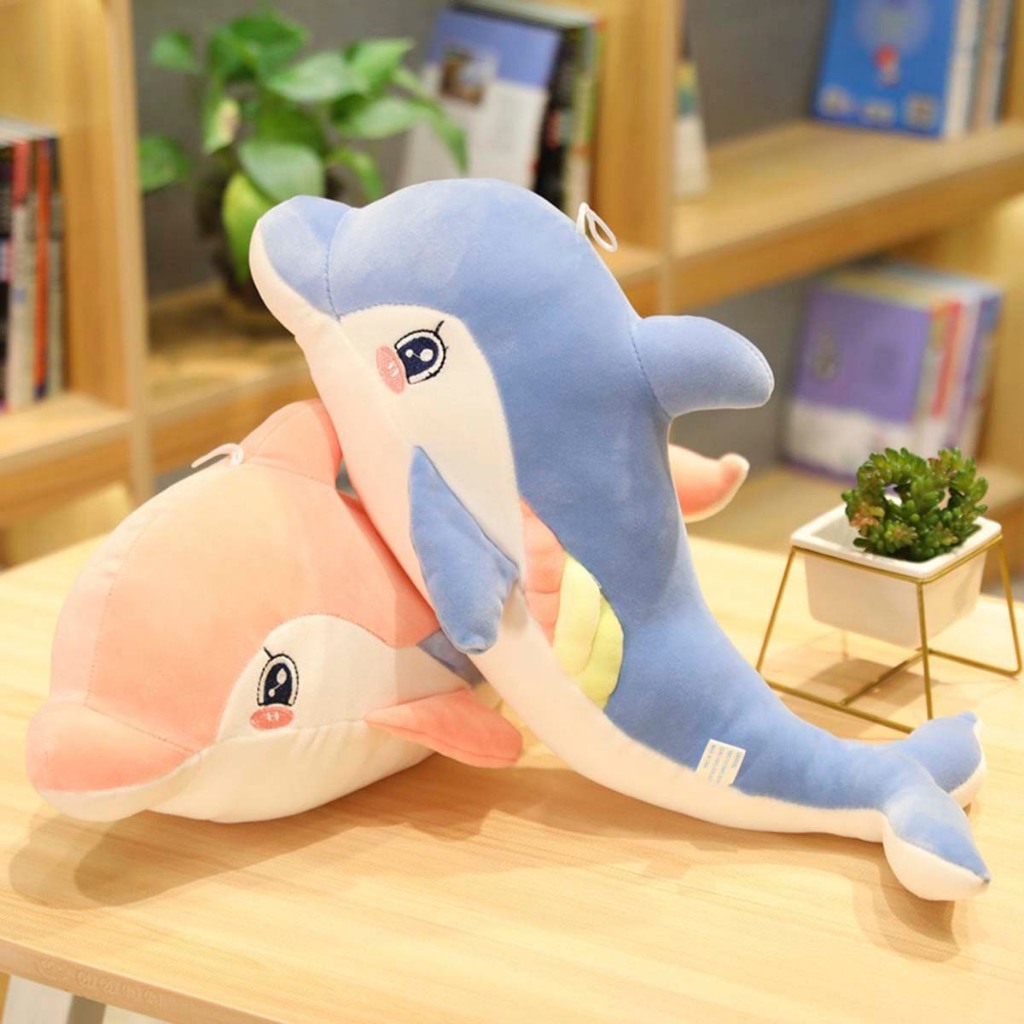 Pelúcia Golfinho Fofo, Azul e Rosa - Allmini em Oferta na Shopee