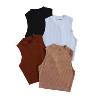 Kit 4 Croppeds CaneladoS Gola Alta Básica Chic Elegante Luxo