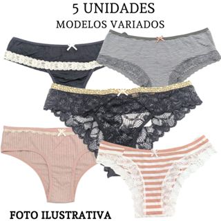 Calcinha kit 5 unidades modelos e cores variadas