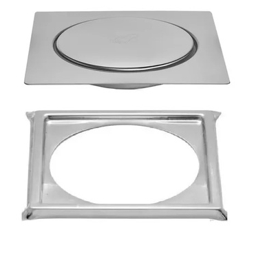 Ralo Click Inteligente Inox 15x15 Cm Com Porta Grelha Metal Inox