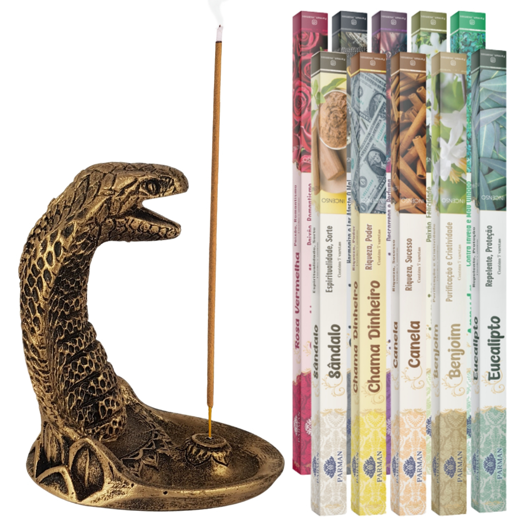 Porta Incenso Incensario Cobra Naja Fengshui Indiano Decorativo Resina