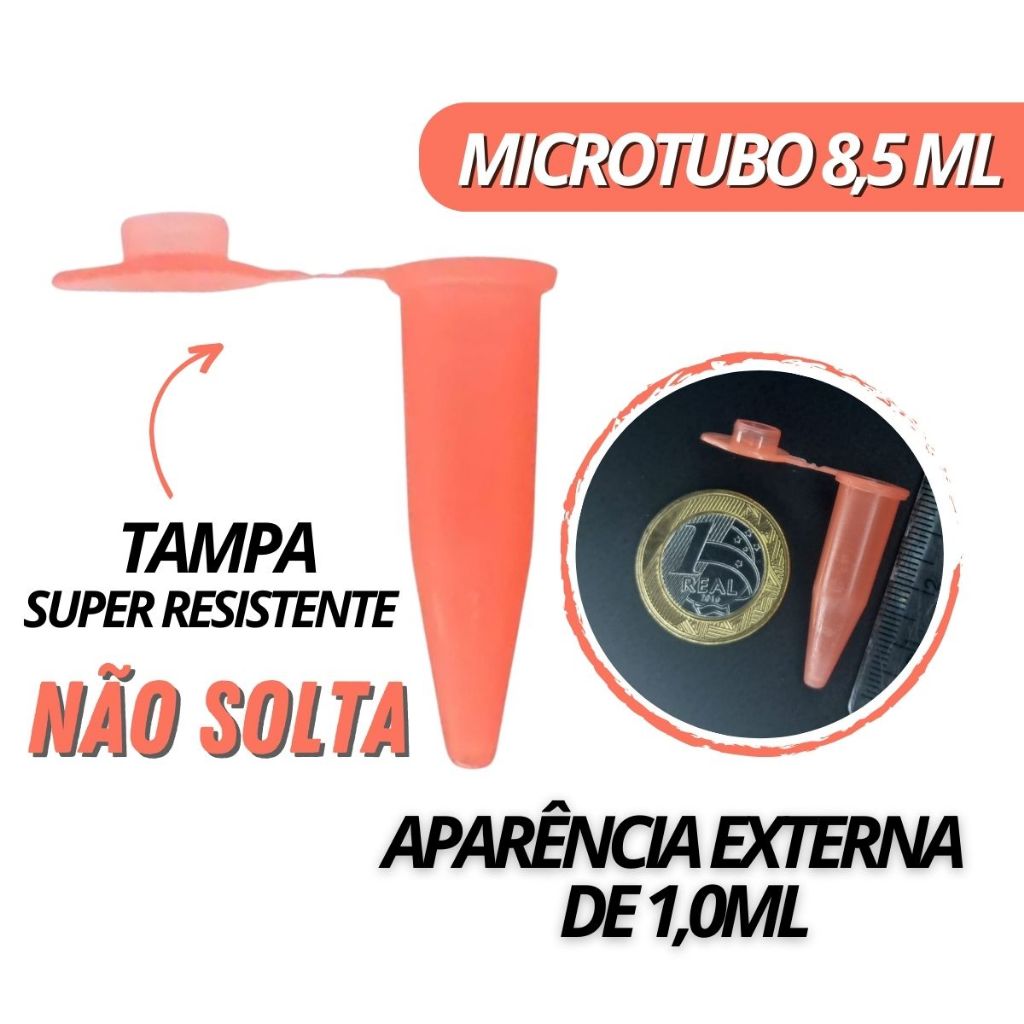 Microtubo De Centrifugação Flaconete Pino Cápsula Epp. Pino 1,0ml Externo, 0,8ml Interno (Novo Super Econômico) - Vermelho C/ 1.000