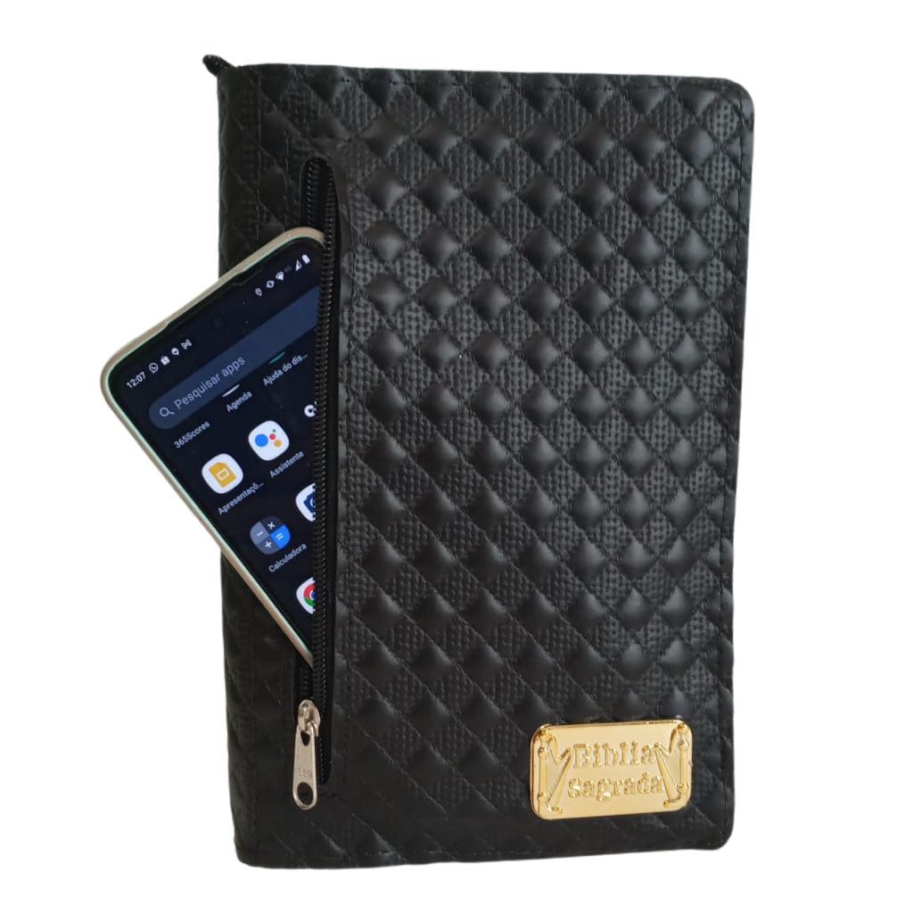Capa Especial para Bíblia com Zíper Luxo para Bíblias de Estudo Média | Número 11 - Preto Croco