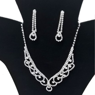 Conjunto de Colar e Brincos com Diamantes - O Brilho da Moda em Oferta na Shopee