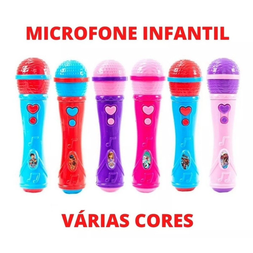 Microfone Infantil Sai A Voz E Musical Brinquedo Cantor Rock