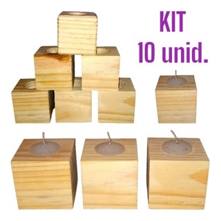 Porta vela de madeira Kit Kits Castiçal de madeira  Lembrança Batismo Lembrancinha para personalizar