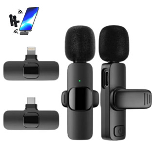 Microfone de Lapela P/ celular Sem Fio Lightning Compatível Tipo C Android e iPhone Aúdio Profissional Portátil
