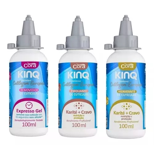 kit King Cutilagem Europeia Removedor + Esfoliante + Hidratante Cora