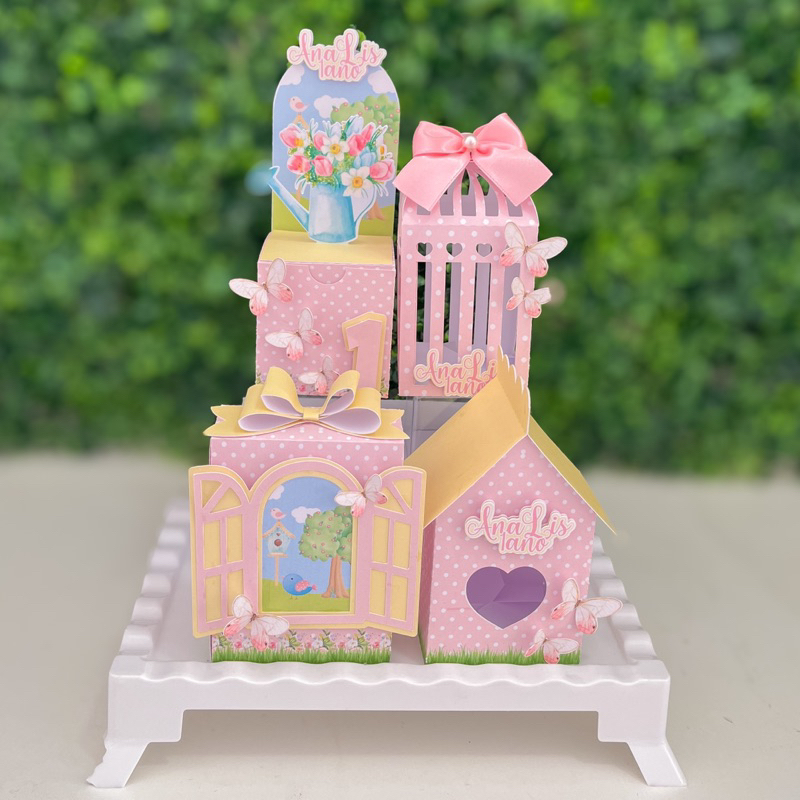 Kit Festa Temático Jardim Encantado | Caixa Gaiola Personalizada | Lembrancinhas | Aniversário