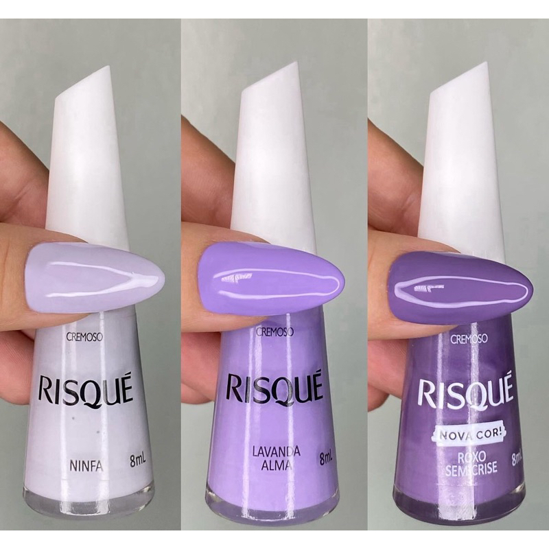 Kit 3 Esmalte Risqué Tons de Lilás , Ninfa , Lavanda Alma e Roxo Sem Crise em Oferta na Shopee
